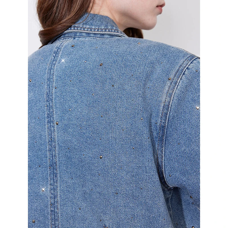 Rhinestone Short Sleeve Denim  Jacket