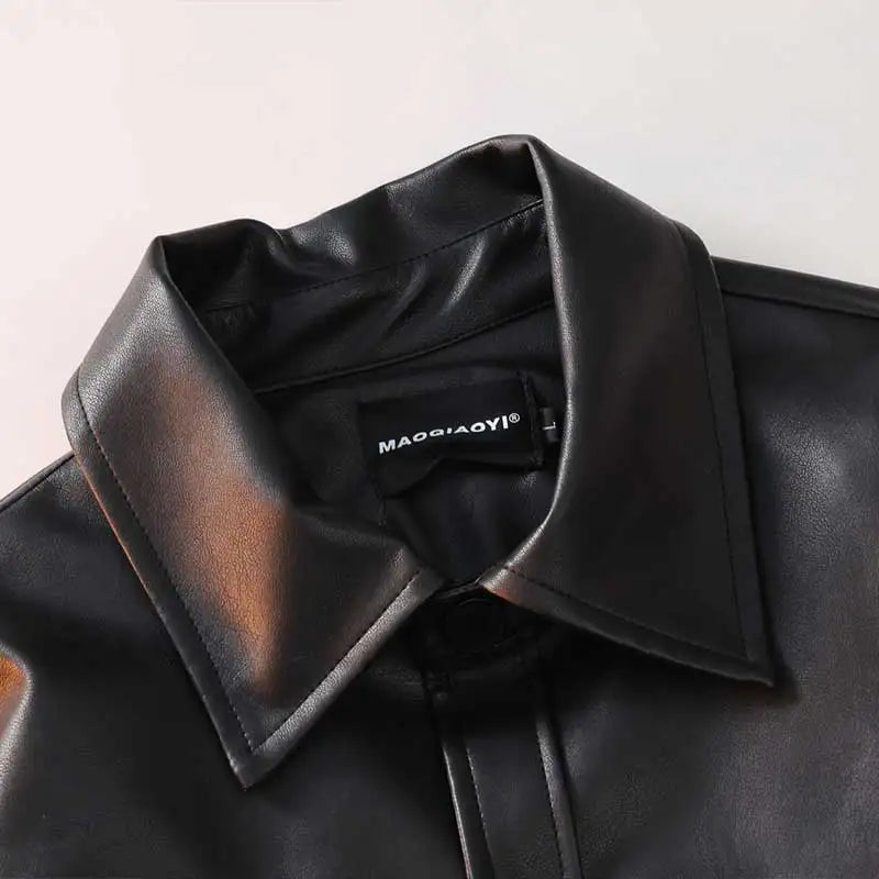 Stylish Long Leather Mens Jacket