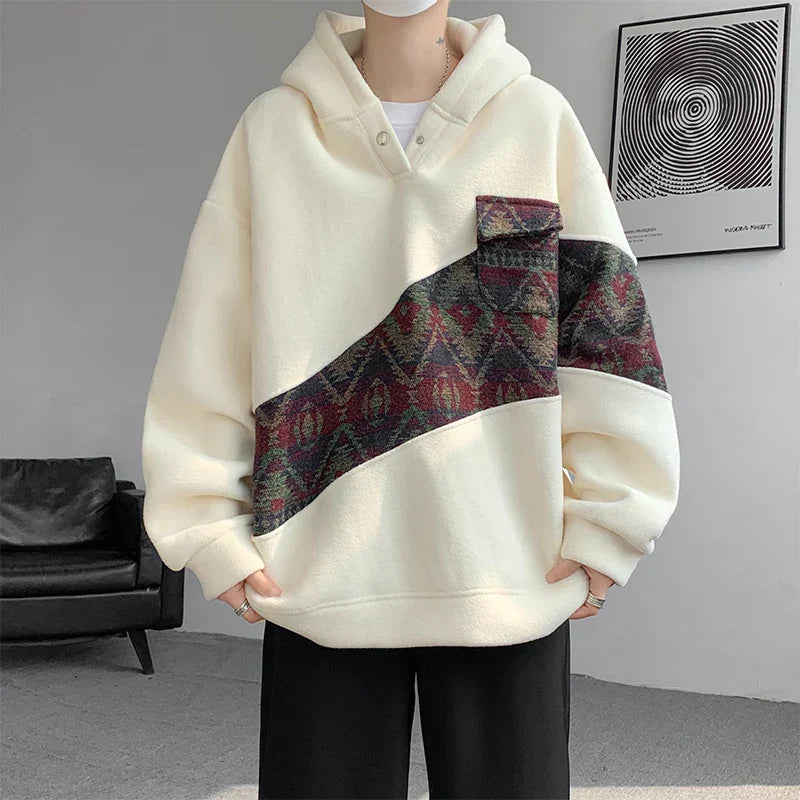 Contrast Color Patchwork Hoodie