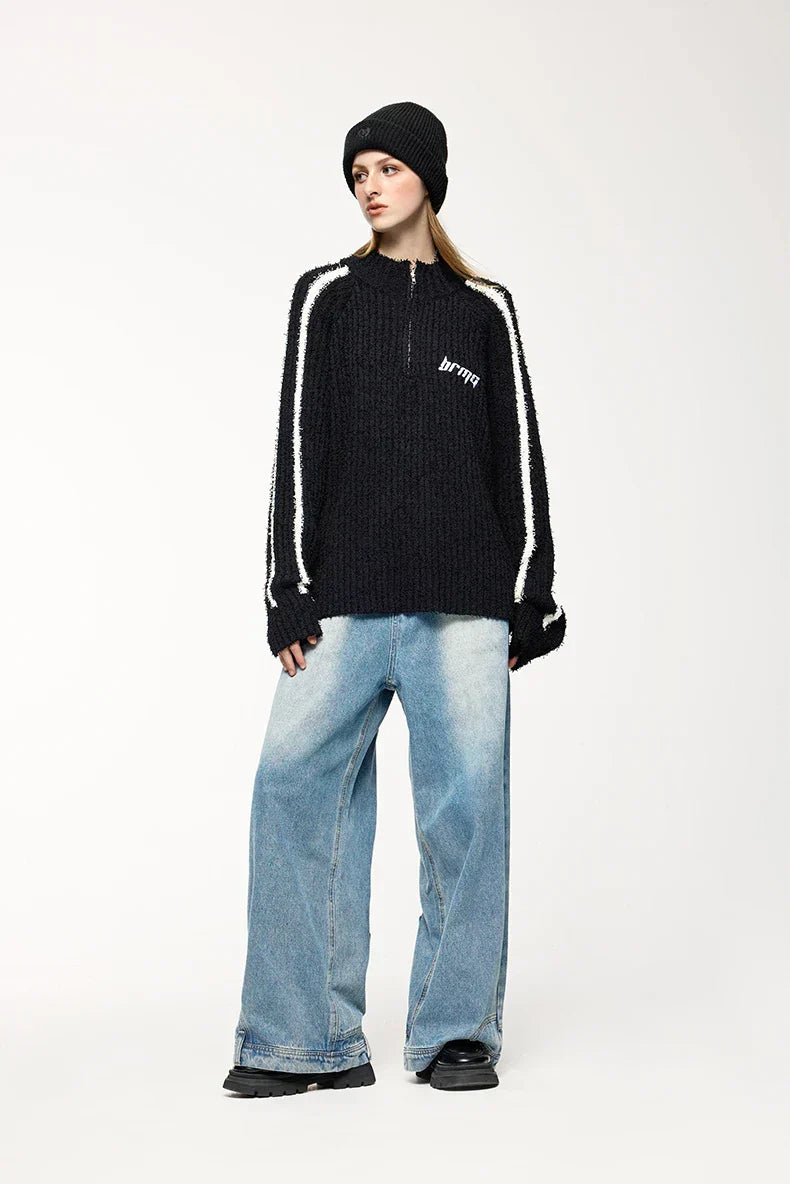 Textured Stripe Knitted Sweater