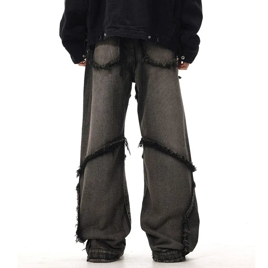 Crisscross Stitch Baggy Jeans