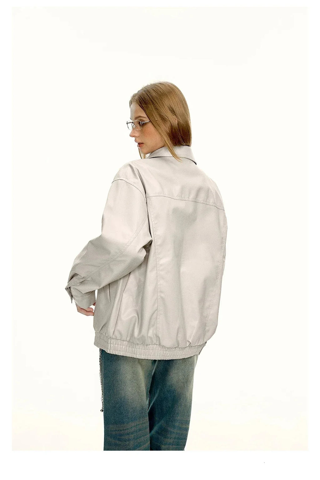 Women Cool High End Solid Color Leather Jacket