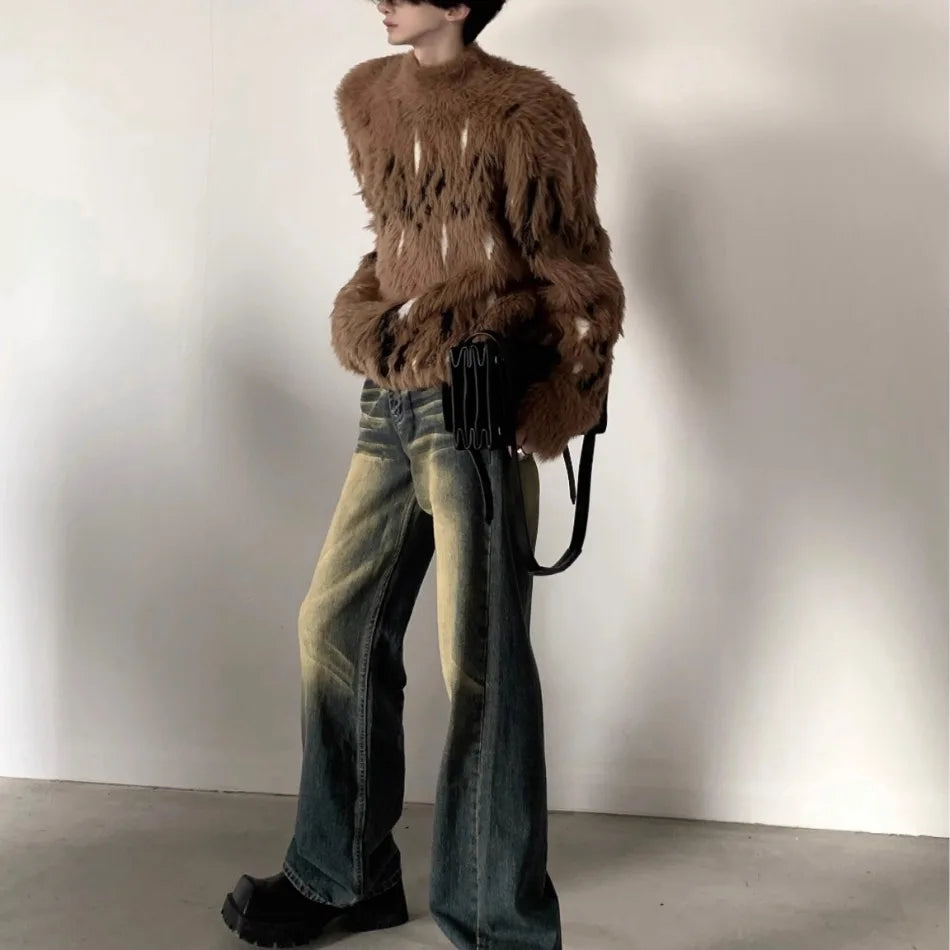 Aura Color Blocked Stand Collar Sweater