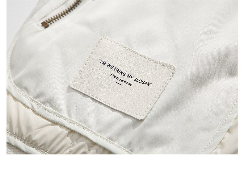 Retro Patched Zip-up Puffer Jacket