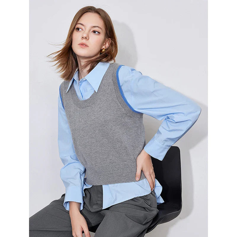 Chic Knitted Sleeveless U-Neck Sweater