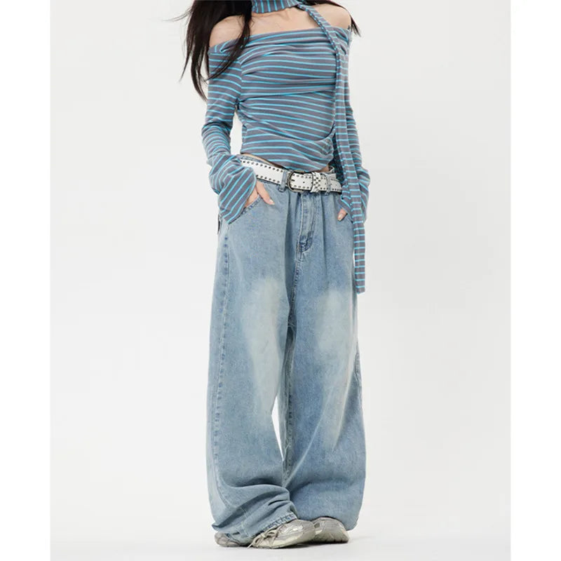 Y2K Baggy Striped Wide-Leg Jeans