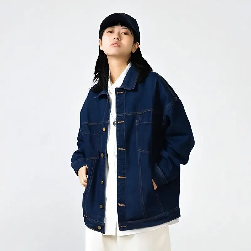 Autumn Japanese Style Loose Workwear Denim Jacket