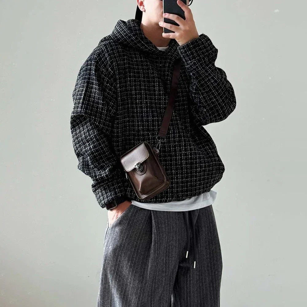 Men's Cool Vintage Rugged Weave Hooded Sweater