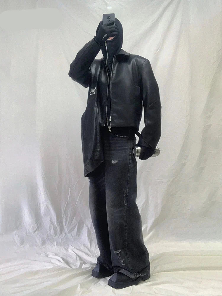 Black Lightweight PU Leather Jacket