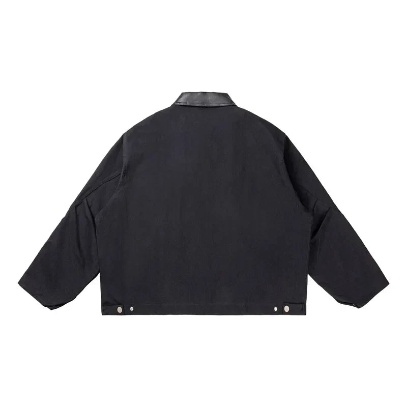 Splice Leather Collar Cargo Jacket