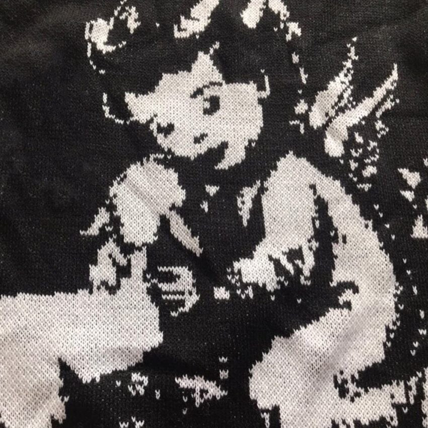 Y2K Angel Child Print Sweater