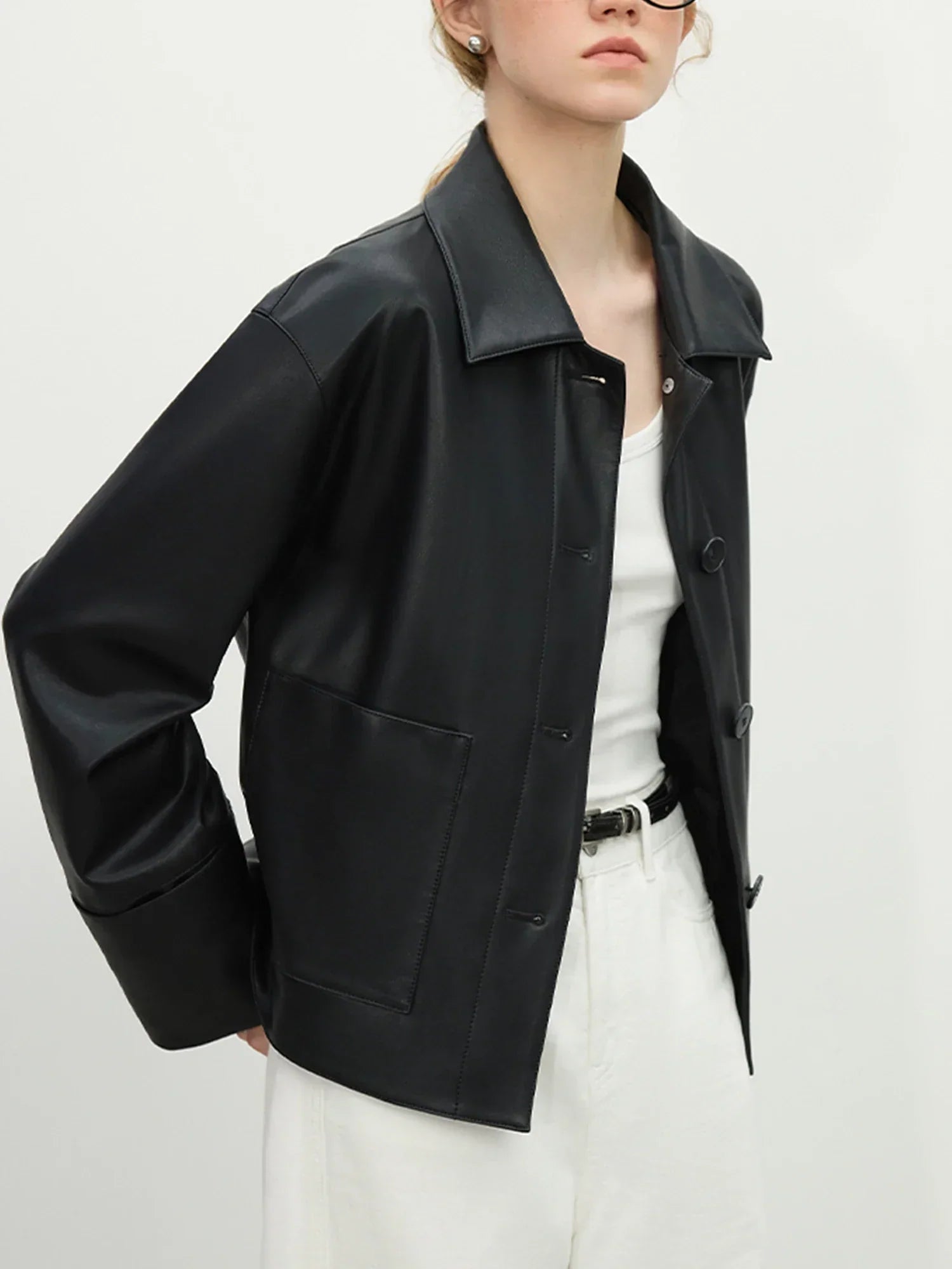 Retro Korean Style Single-Breasted Leather Jacket