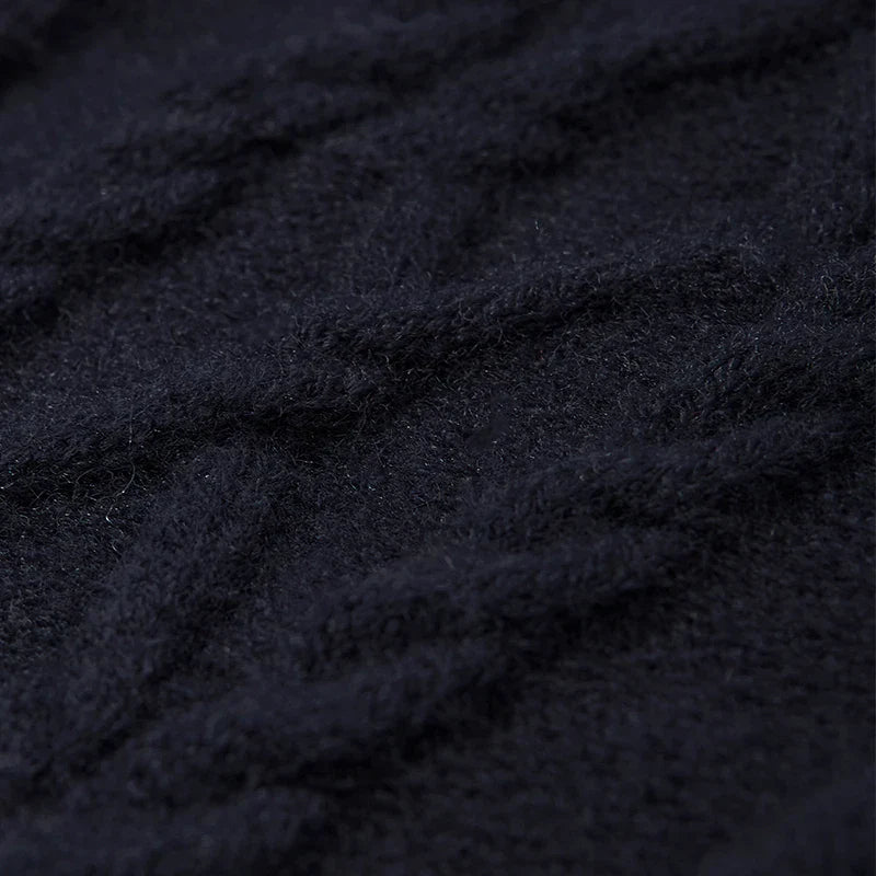 Abstract Patch Cable Knit Sweater