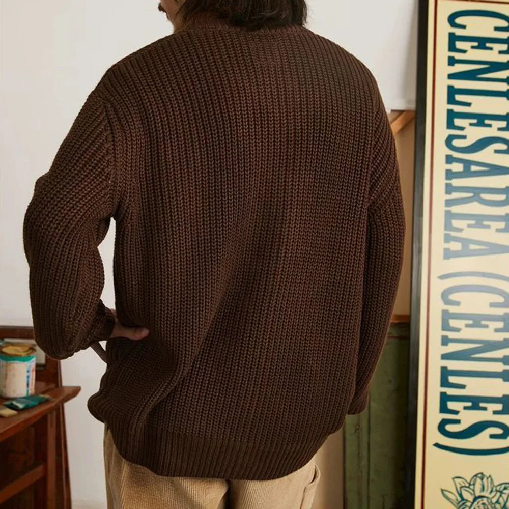 Classic Knitted Letter Badge V-Neck Sweater