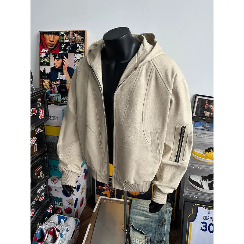 Elevated Modern Casual Hooded Bomber Jacket