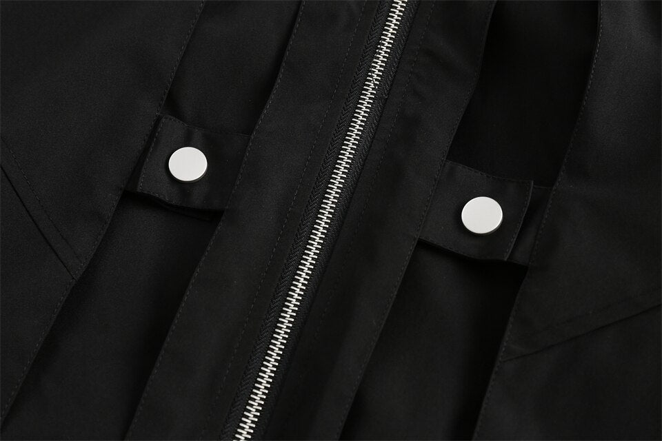 Black Zip-up Denim Jacket