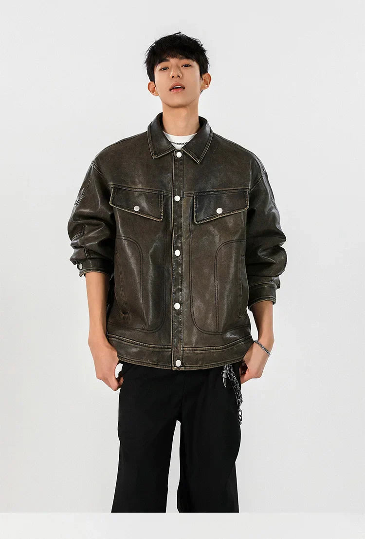 Classic Premium Vintage Loose Leather Motorcycle Jacket