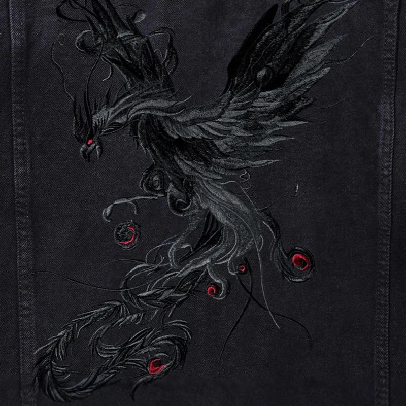 Phoenix Embroidery Denim Jacket