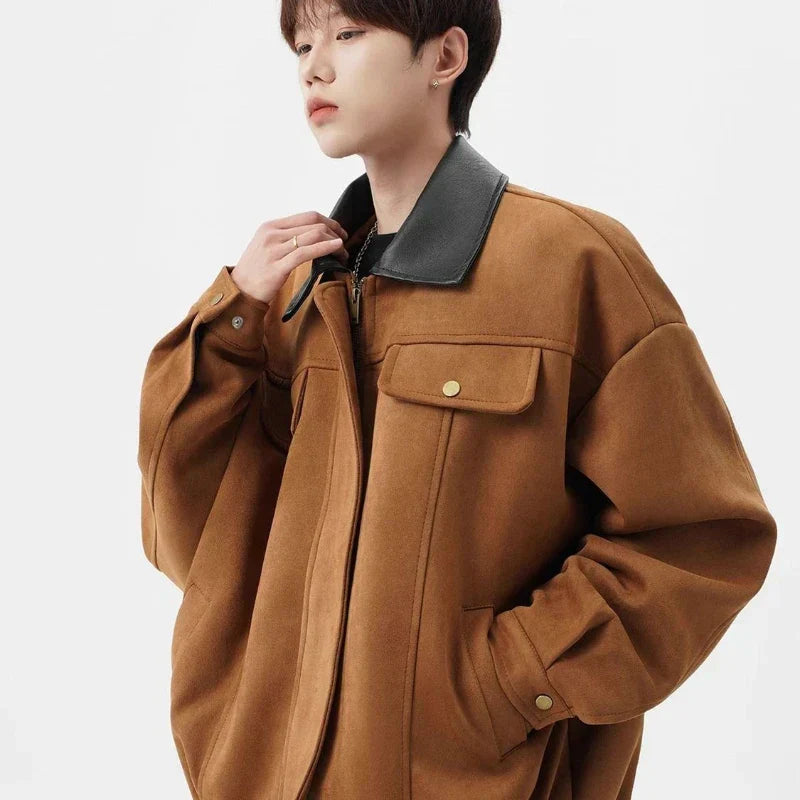 Kinetic Color Blocked Tooling Lapel Jacket