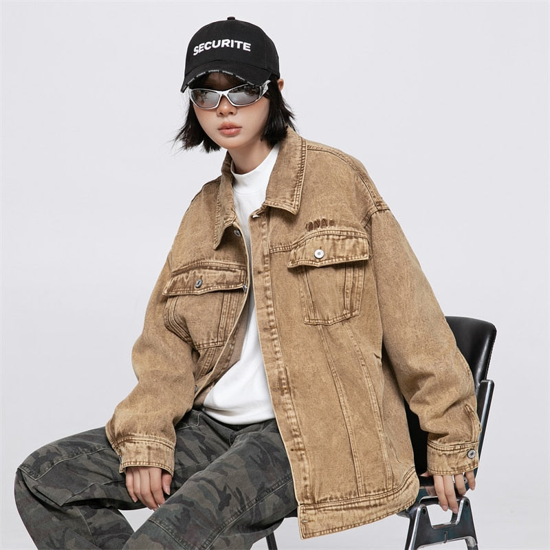 Yellow Multi-pocket Denim Jacket