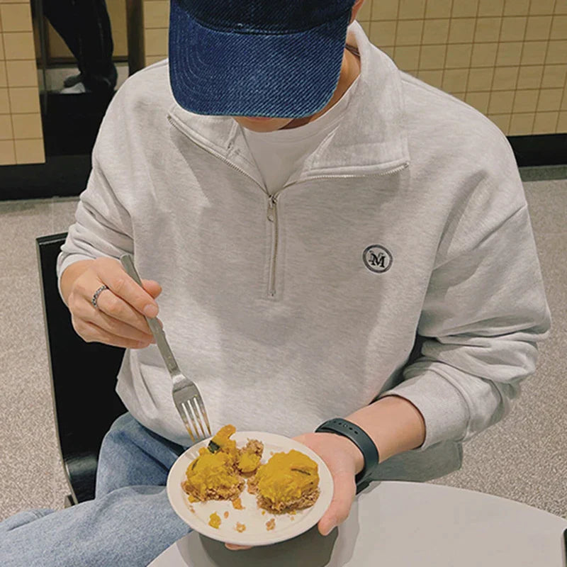 Quarter-Zip Turn-down Collar Sweatshirt