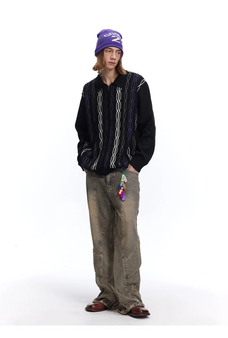 Cable Knit Zip-Up Sweater