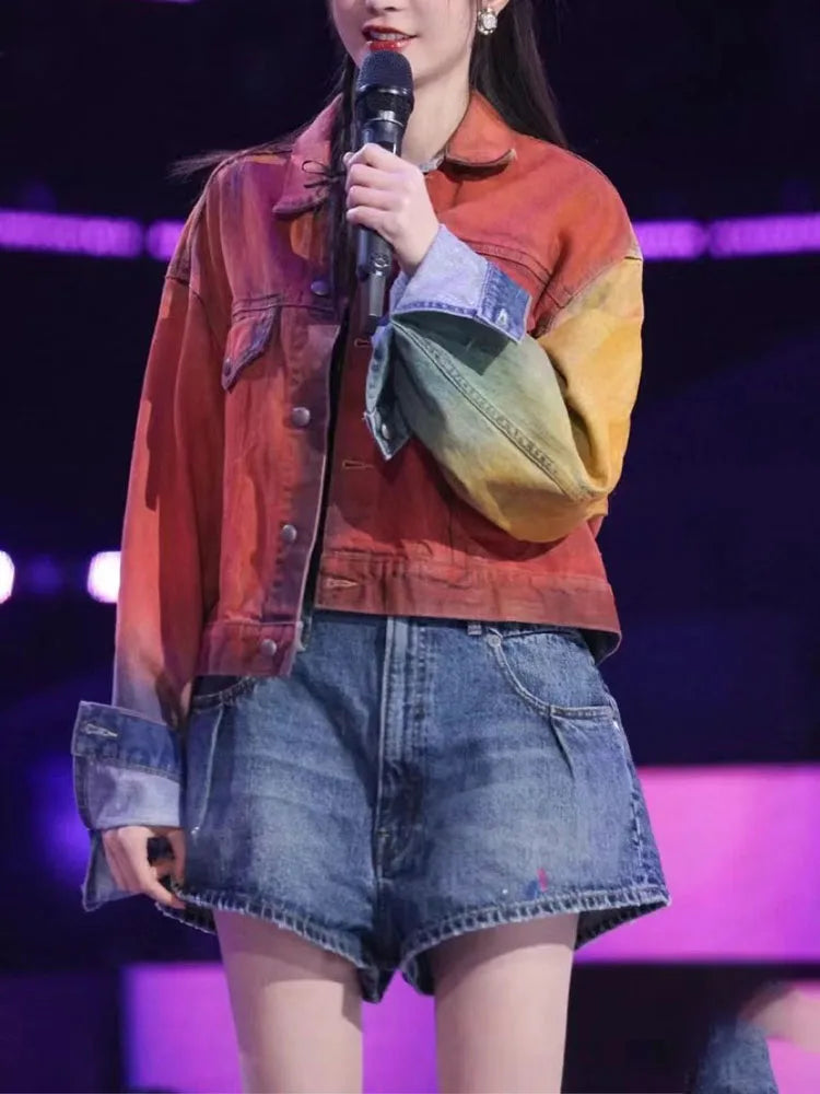 Y2K Distressed Cropped Denim Jacket