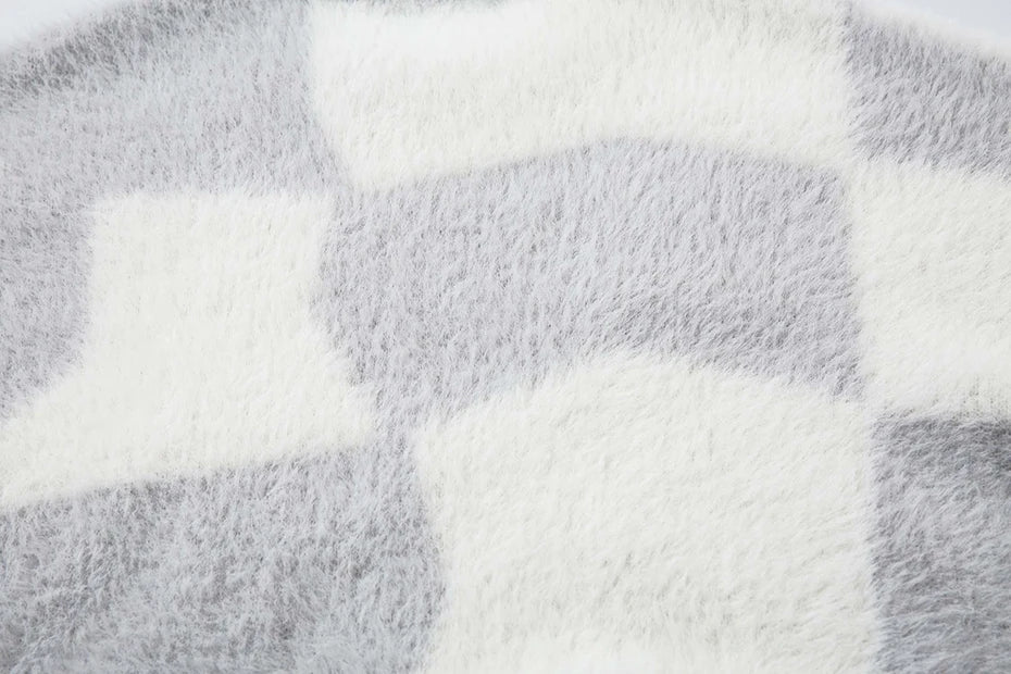 Y2K Abstract Grid Knitted Sweater