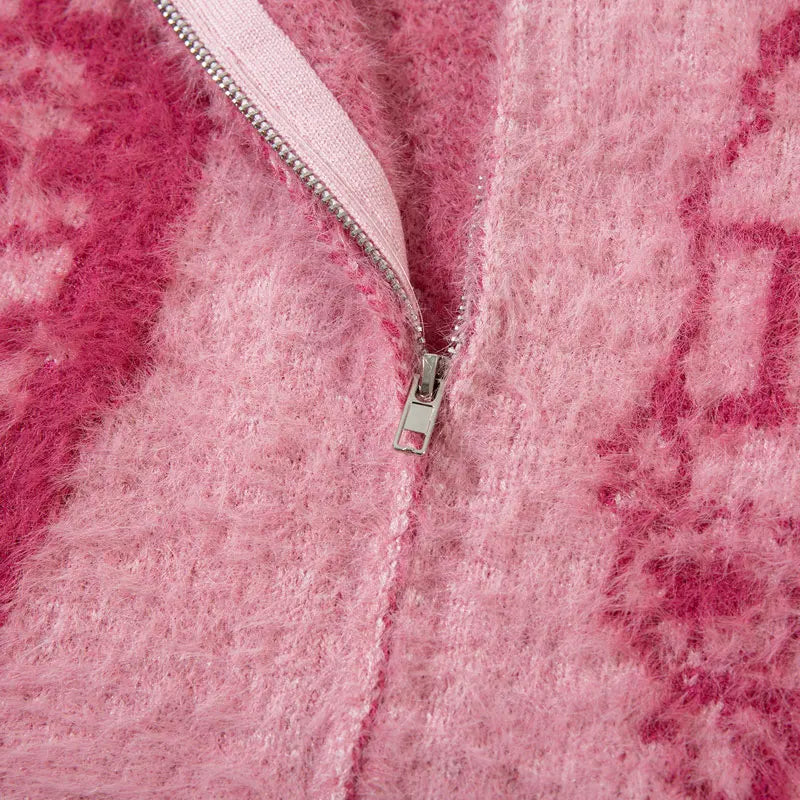 Cozy Mohair Japanese Graphic Cardigan Sweater