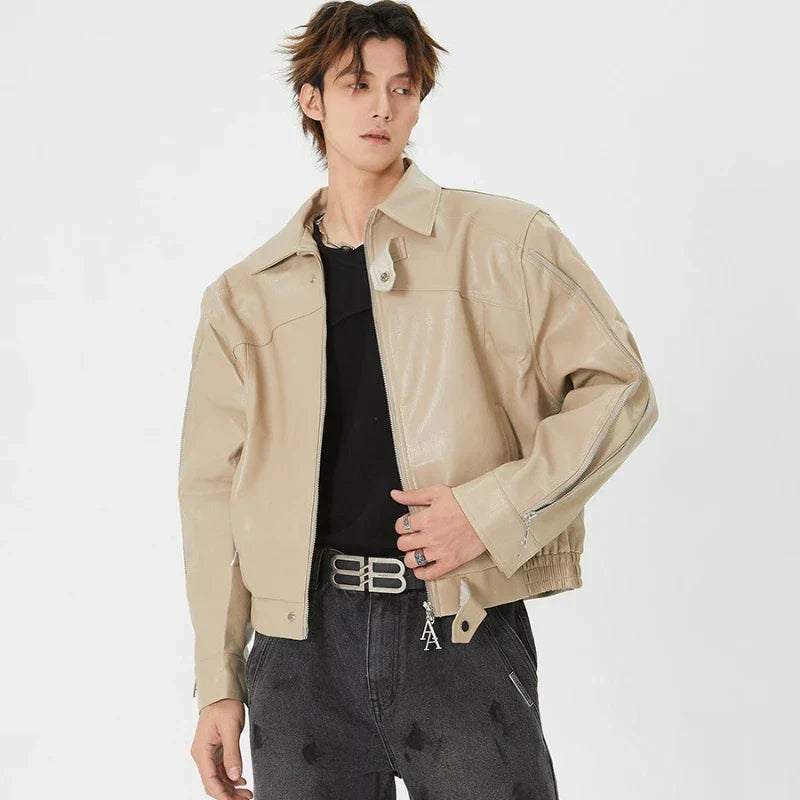 Men Lumi Retro Korean Motorcycle Leather Jacket