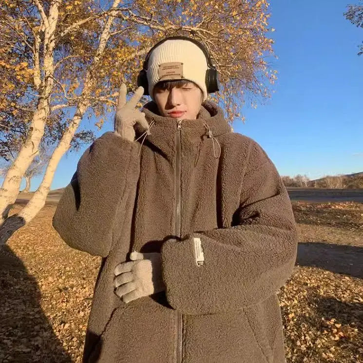 Men's Retro Warm Korean Style Lambhair Winter Jacket