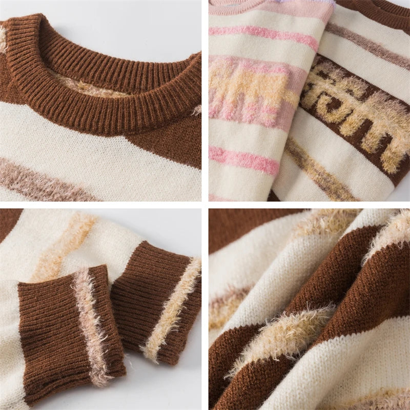 Striped Off-Shoulder Oversize Sweater