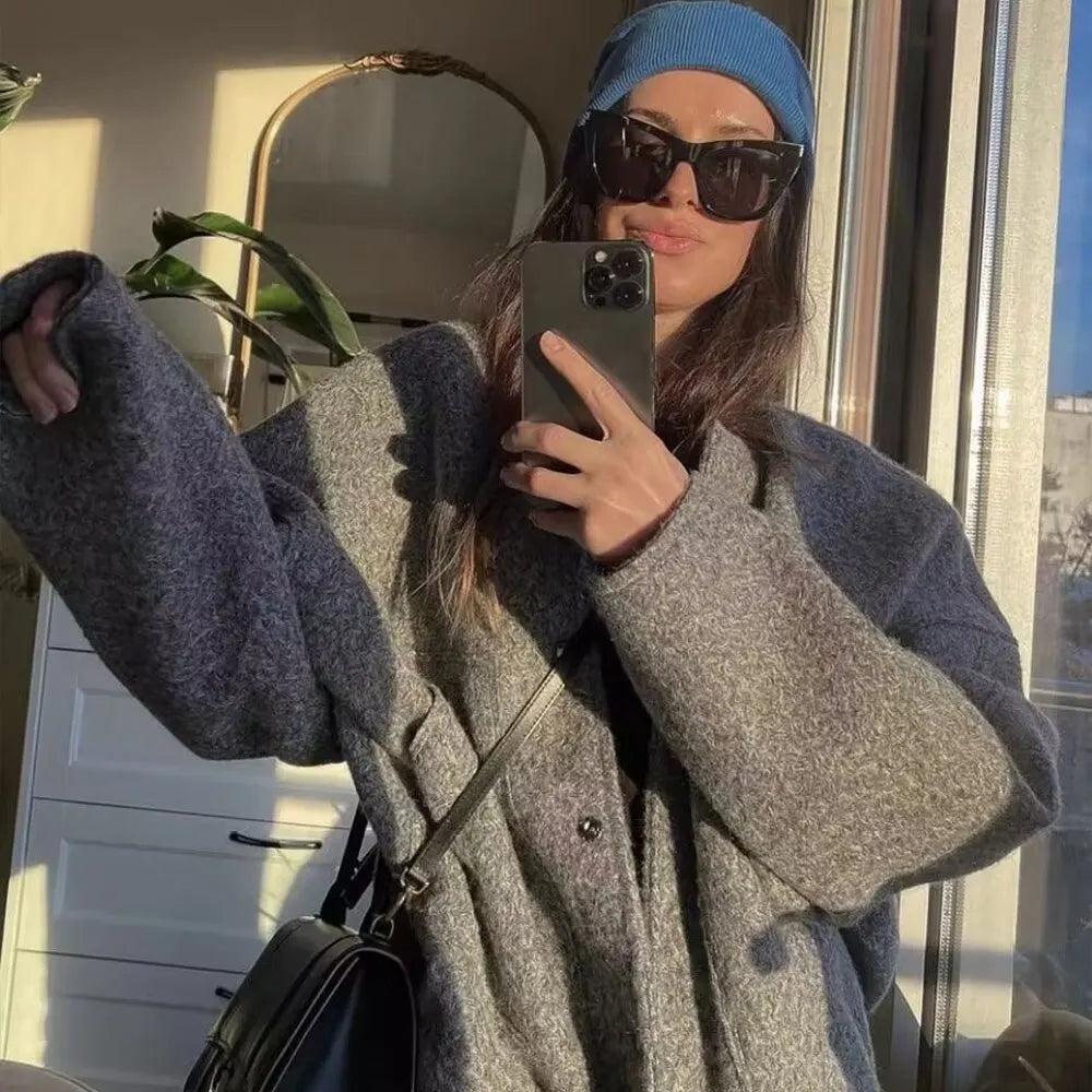 Oversized Fleece Bomber Jacket