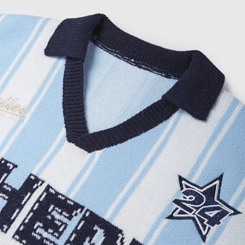 Striped Wheel Star Design Sweater