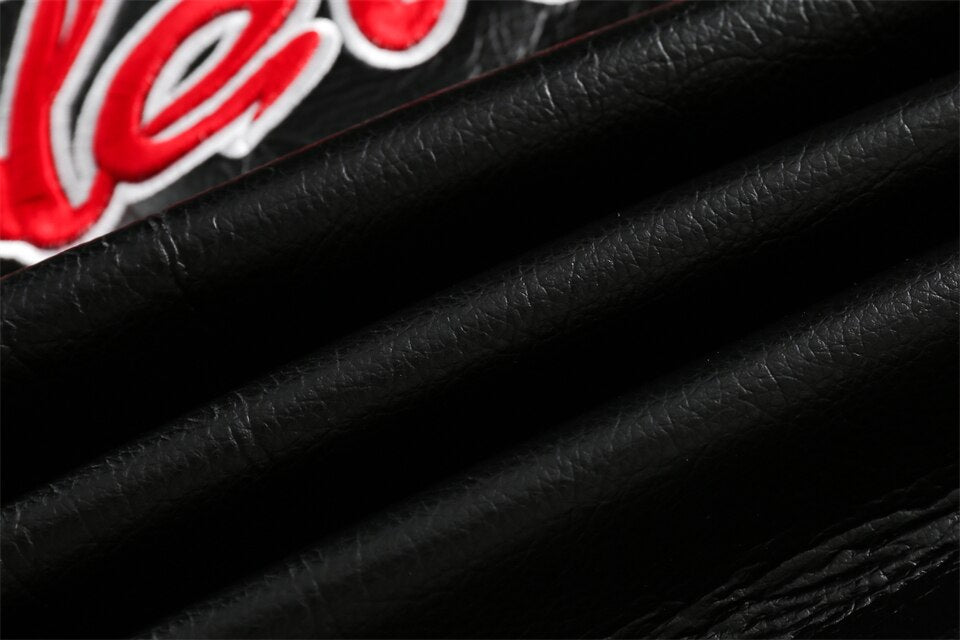 Waterproof Color block Leather Varsity Jacket