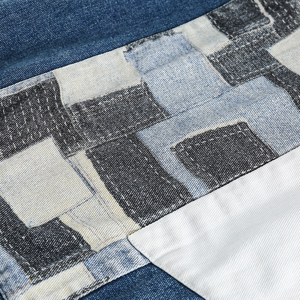 Color Block Patches Denim Jacket