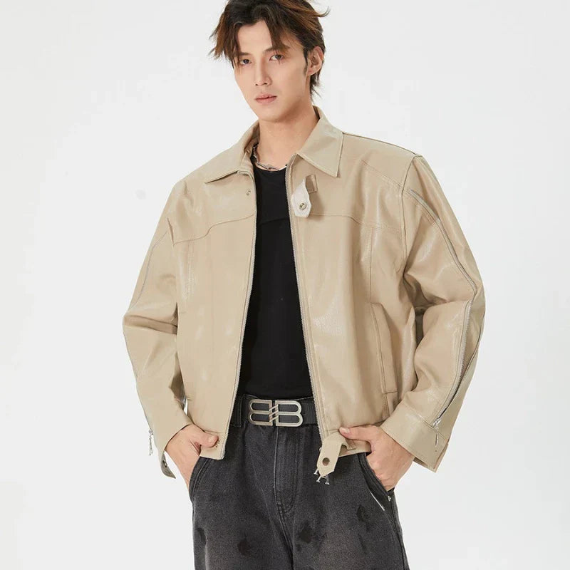 Men Lumi Retro Korean Motorcycle Leather Jacket