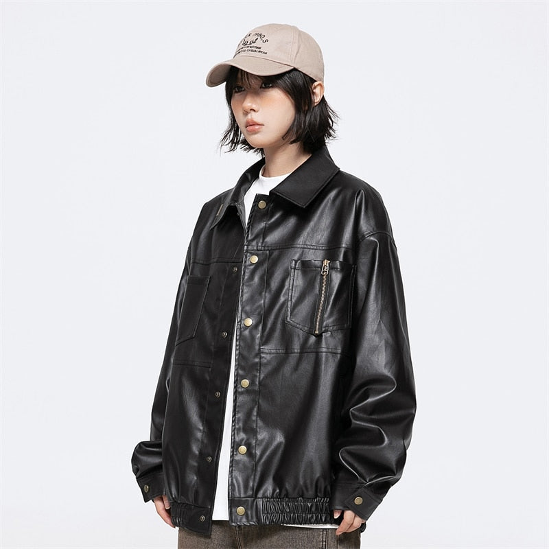 Retro Black Waterproof Leather Jacket