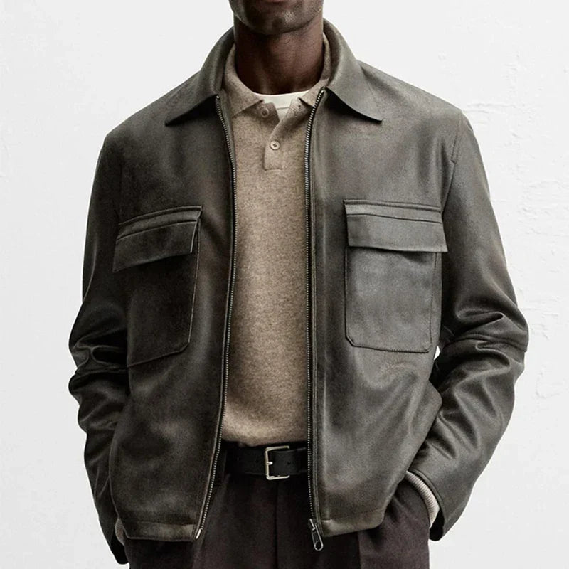 Black Slim Fit PU Leather Jacket