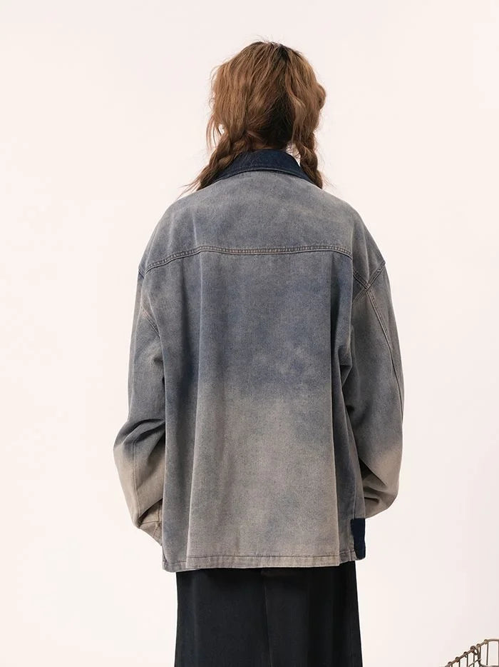 Chinese Style Retro Spliced Casual Denim Jacket