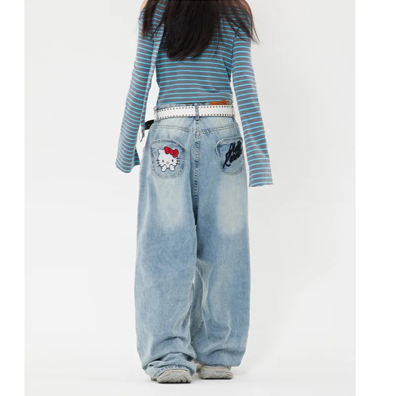 Y2K Baggy Striped Wide-Leg Jeans