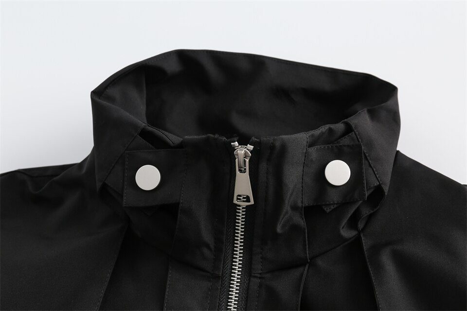 Black Zip-up Denim Jacket