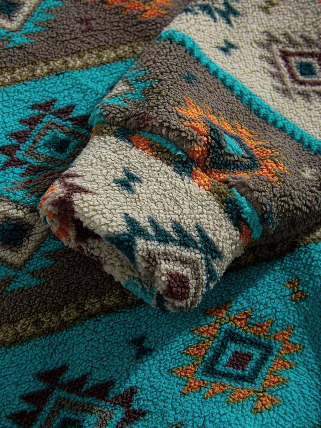 Cozy Warm Printed Half Zip Sweatshirt