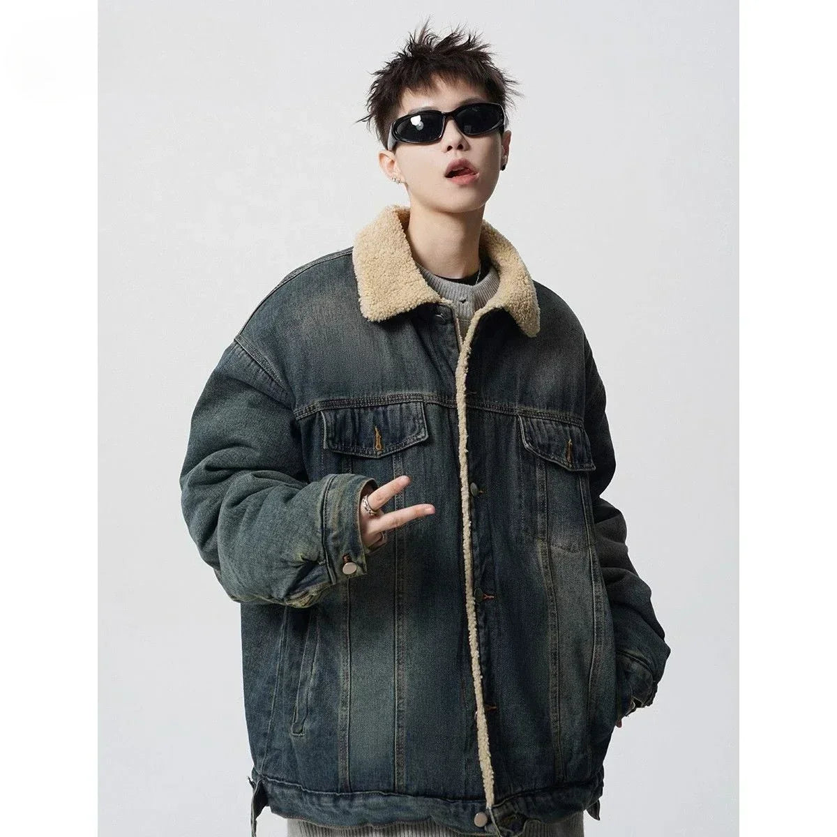 High Quality Thickened Cotton Denim Jacket