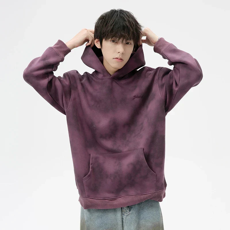 Letter Embroidery Tie-dye Hoodie