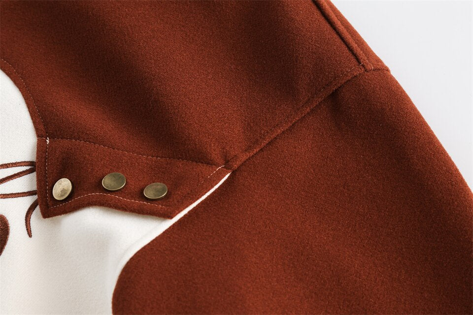 Flaming Stand Collar Varsity Jacket