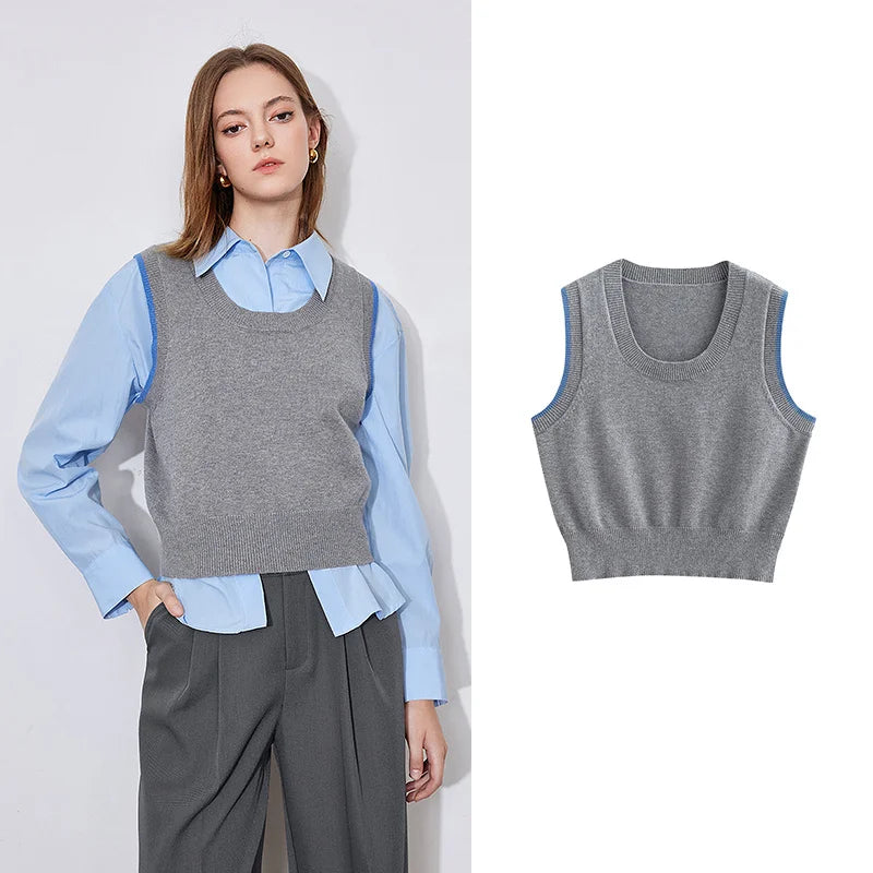 Chic Knitted Sleeveless U-Neck Sweater