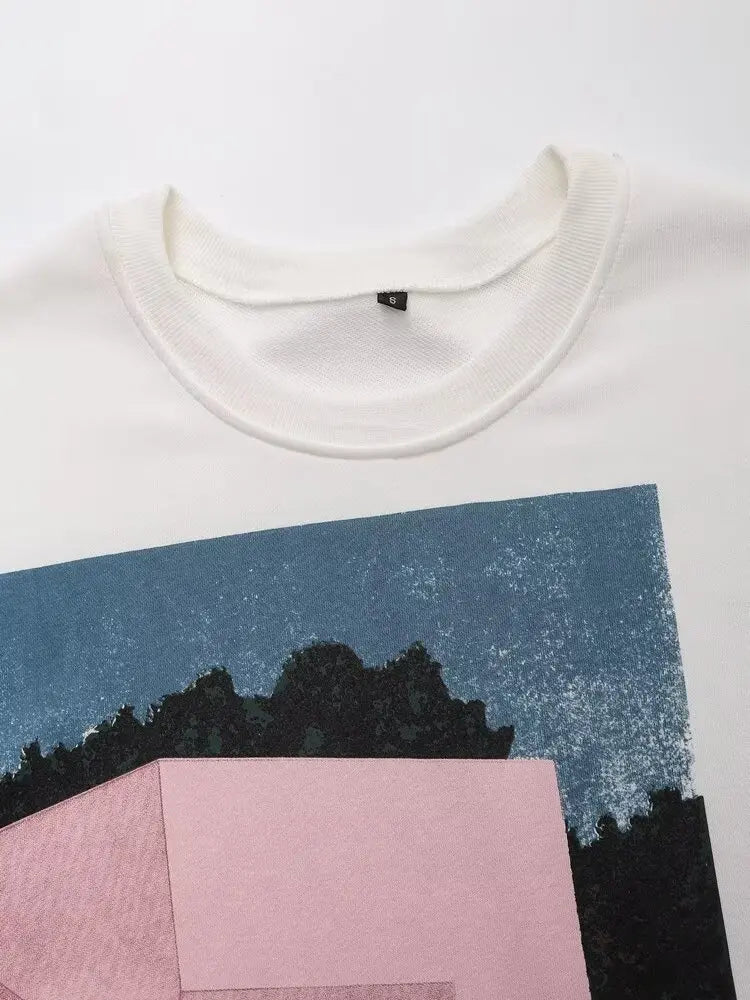Cozy Oversized Printed Sweatshirt