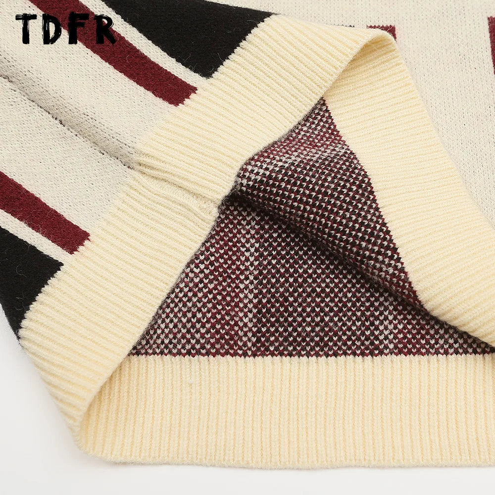 Retro Jacquard Knitted Mens Sweater