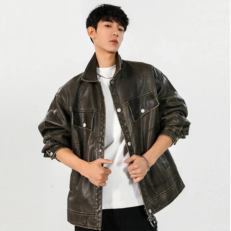 Classic Premium Vintage Loose Leather Motorcycle Jacket